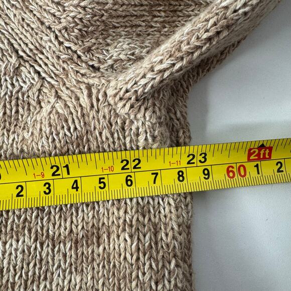 Ralph Lauren Chaps Sweater Mens Large Tan Henley Mock Neck Elbow Patch Knit - Picture 6 of 7